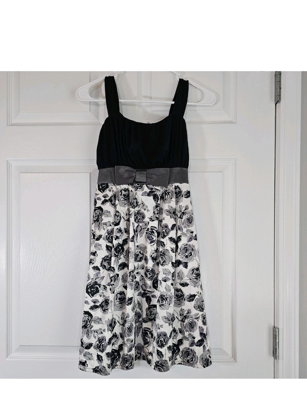 Girls Disorderly Kids Dress Black White Gray Girl Bow Floral Coquette Formal 14